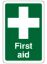 Sign - First Aid Self Adhesive Vinyl 20 x 30cm White On Green